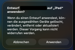 Entwurf in Apple Configurator bestätigen