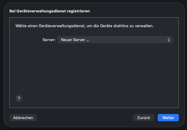Neuen MDM-Server in Apple Configurator anlegen